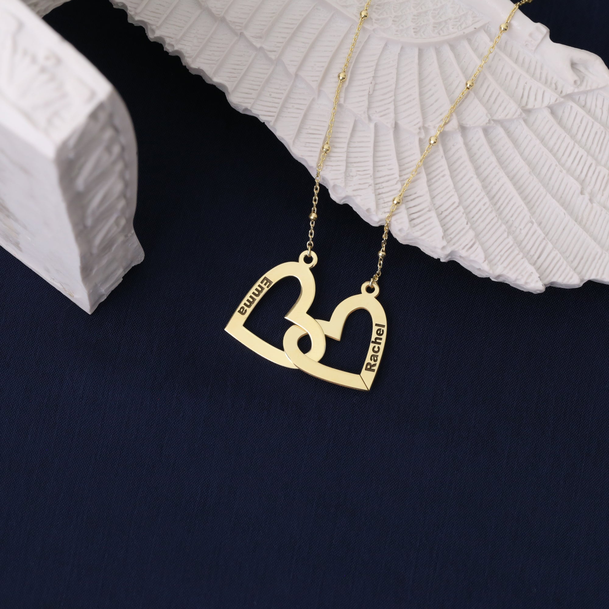 Double Heart Name Necklace