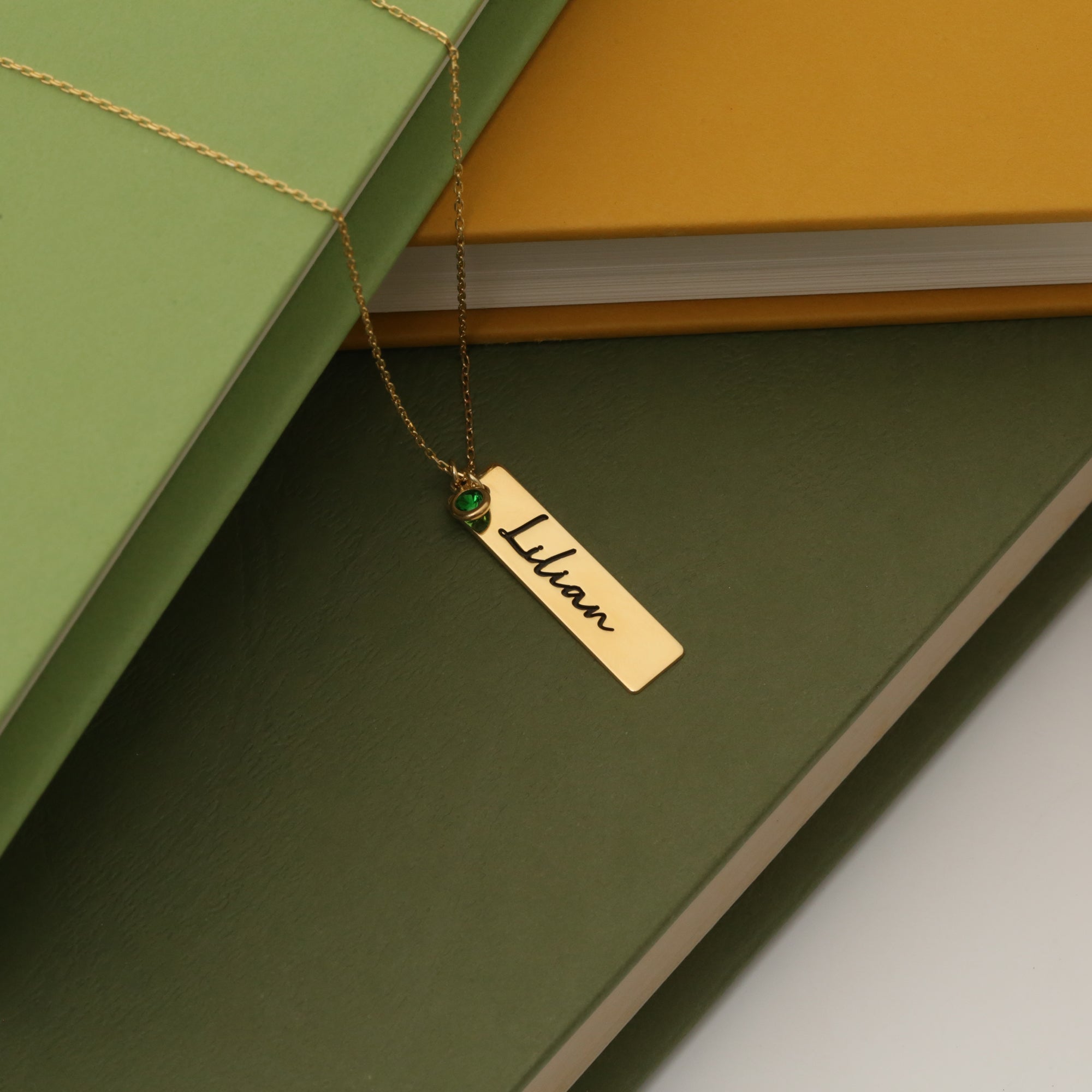 Birthstone Bar Name Necklace