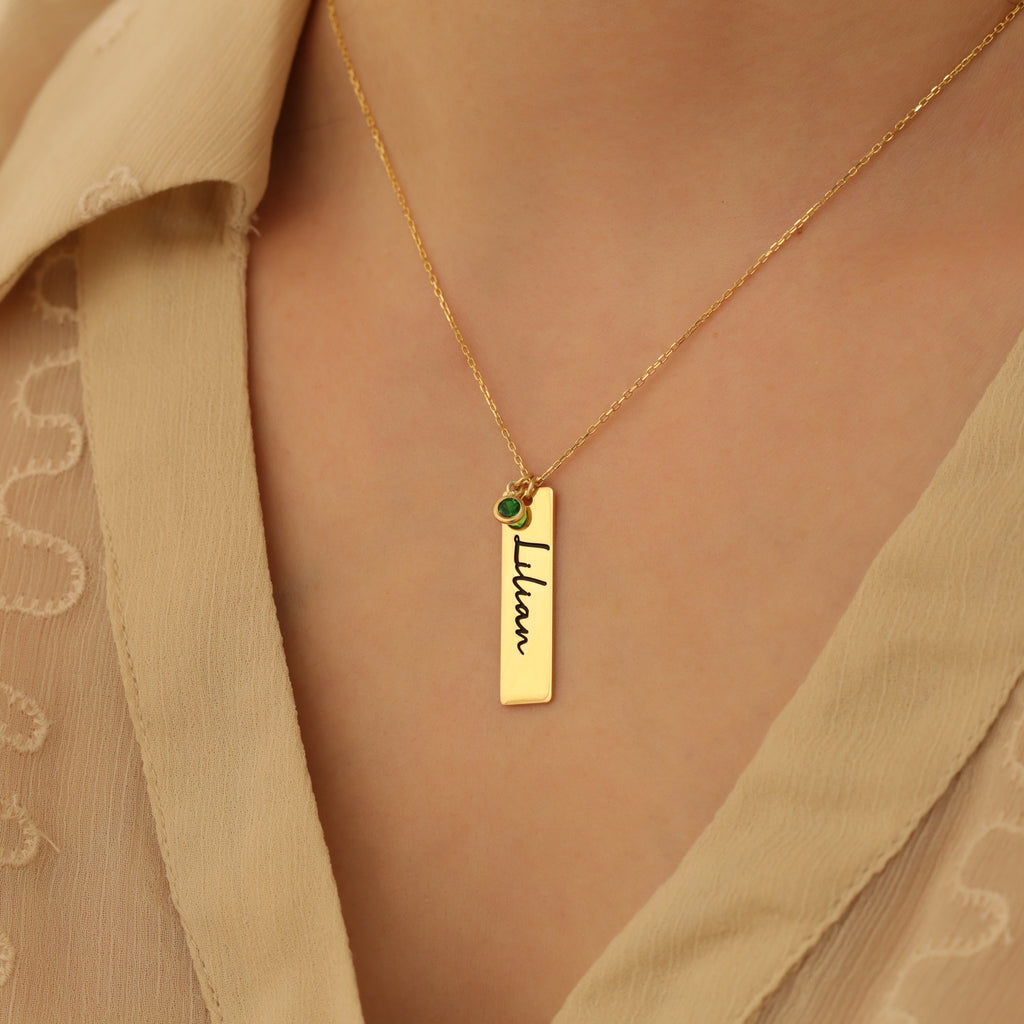 Birthstone Bar Name Necklace