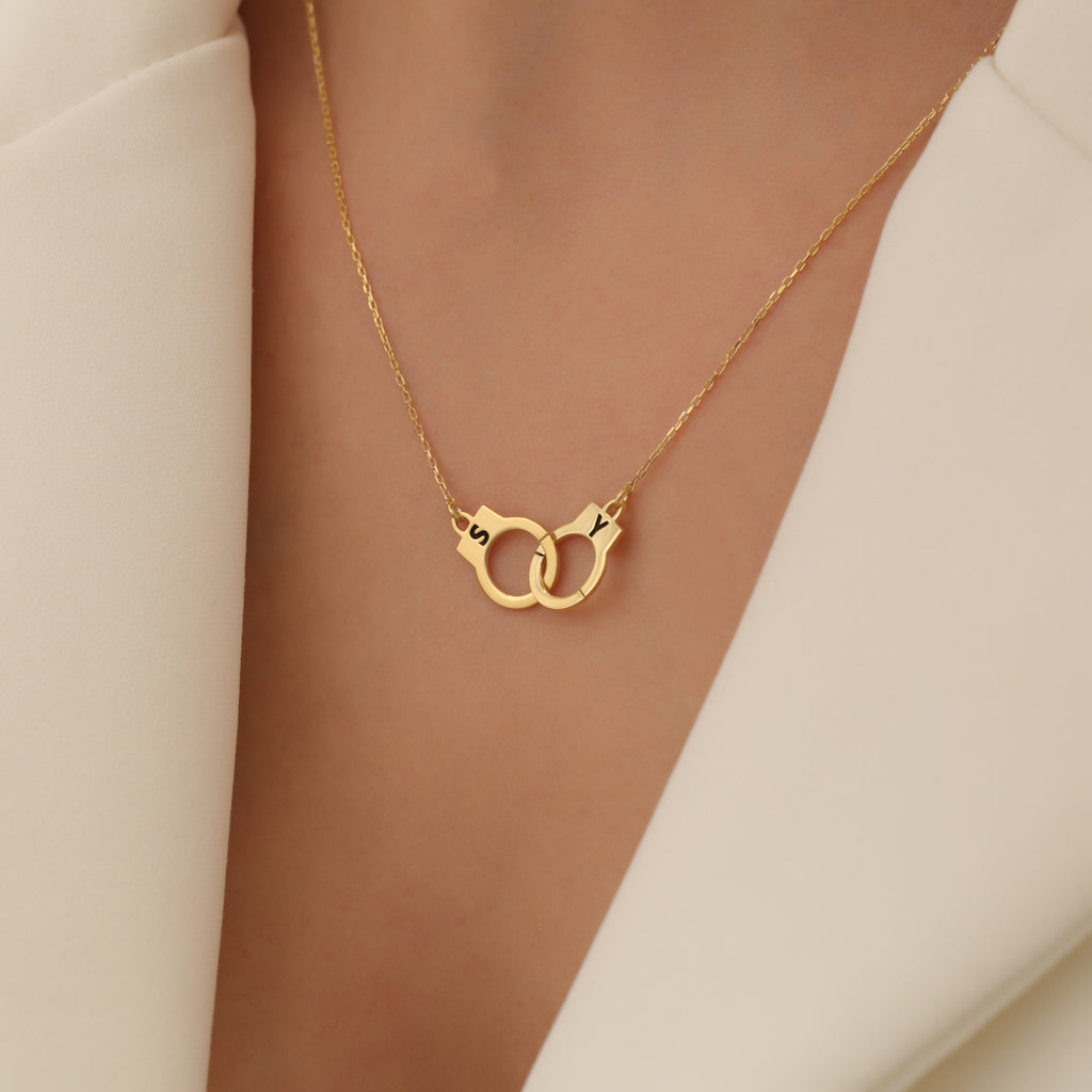 Double Letter Handcuff Necklace