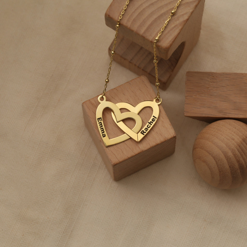 Double Heart Name Necklace