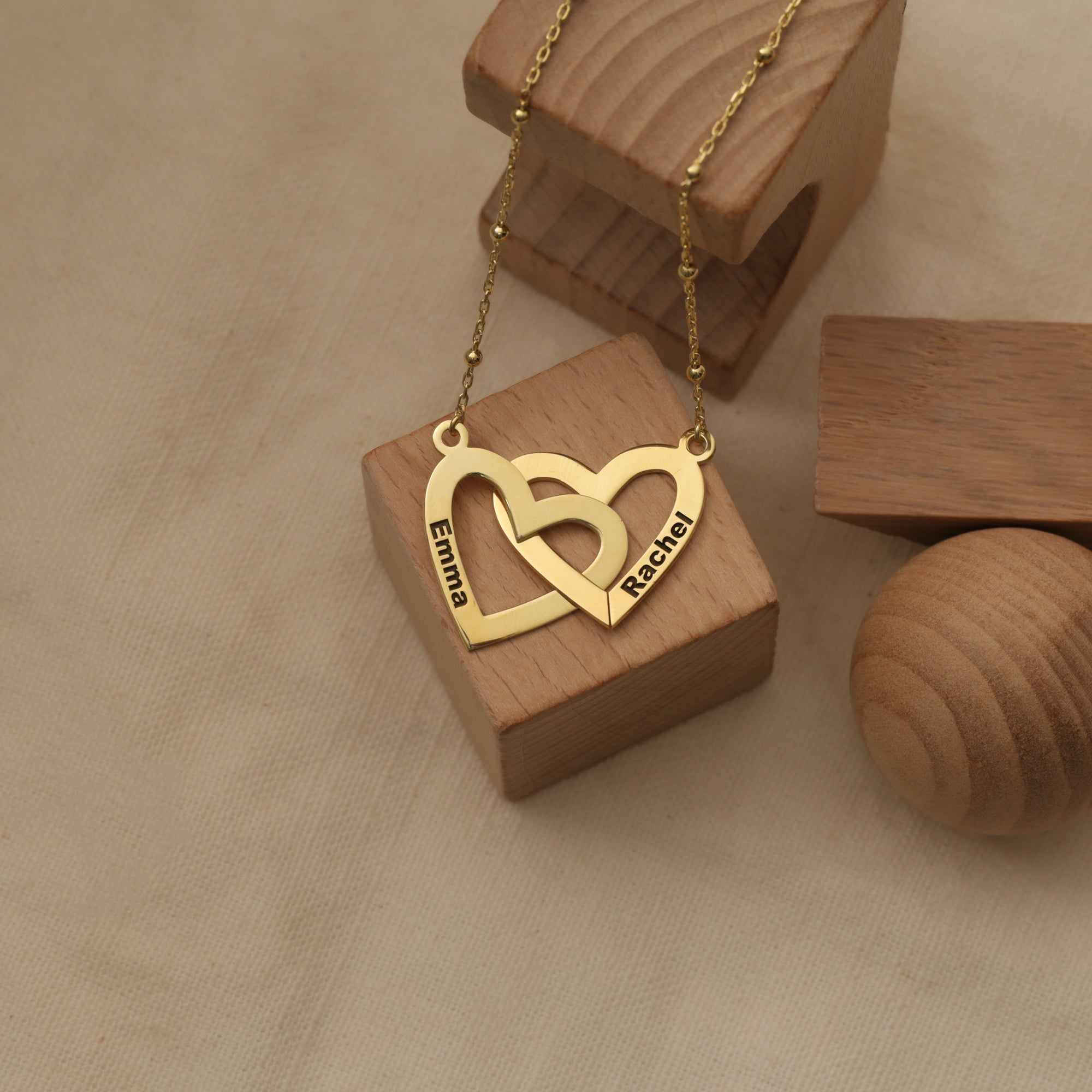 Double Heart Name Necklace