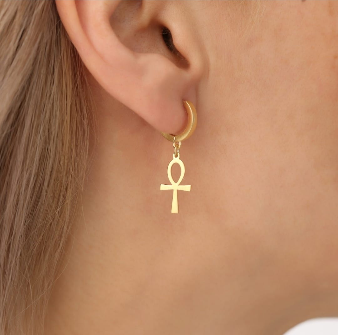 Gold Plated Ahnk Earrıngs