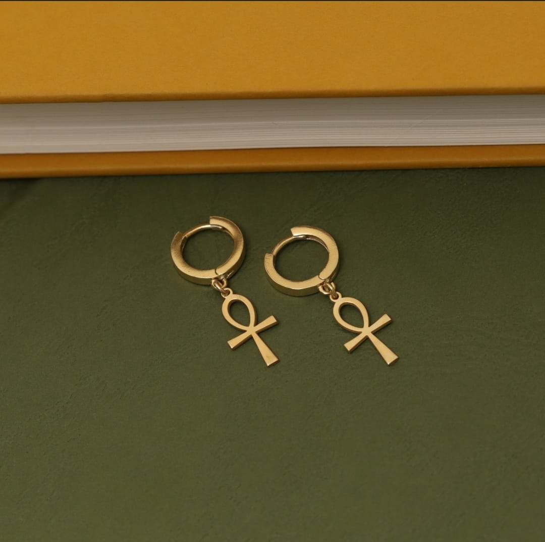 Gold Plated Ahnk Earrıngs