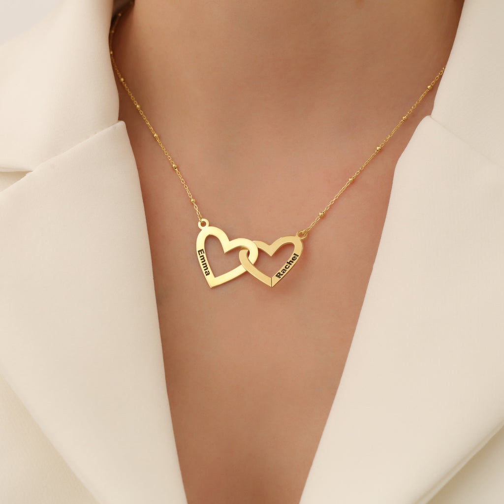 Double Heart Name Necklace