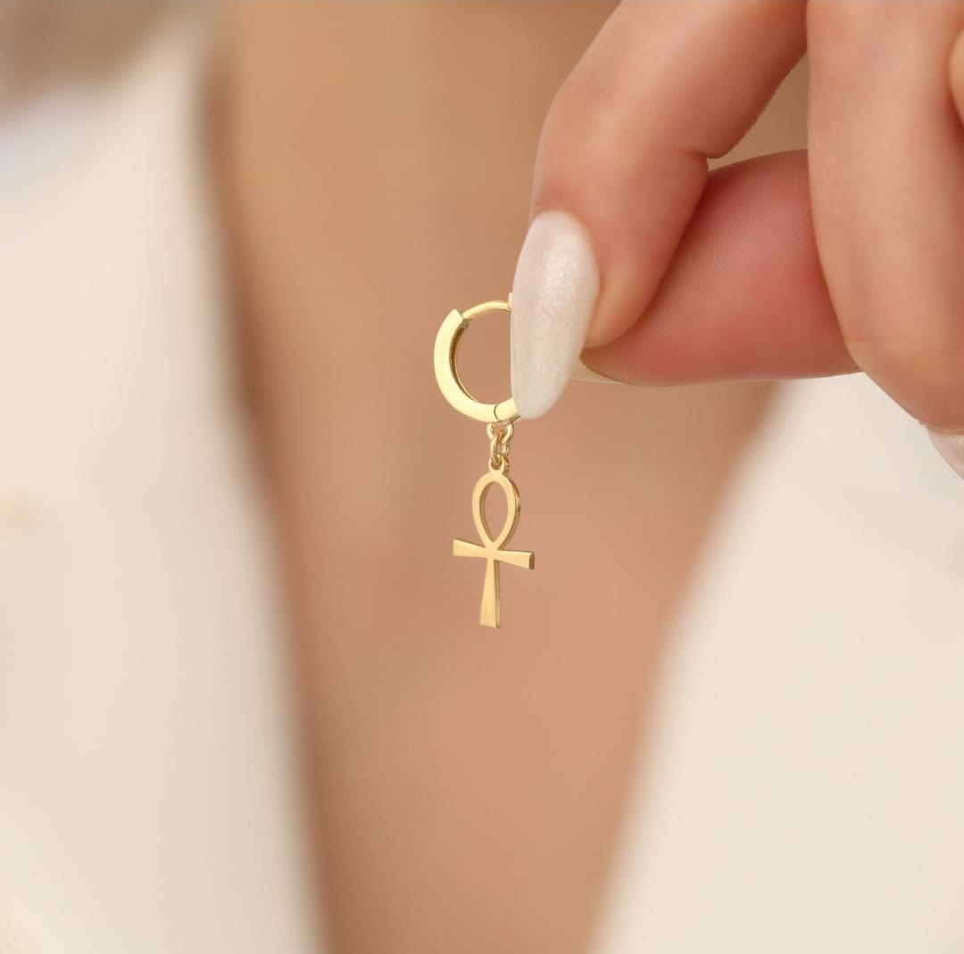 Gold Plated Ahnk Earrıngs