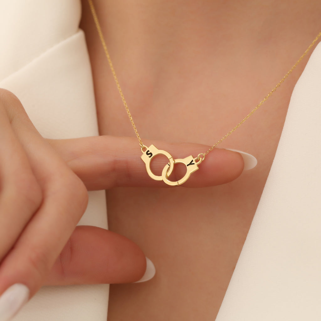 Double Letter Handcuff Necklace